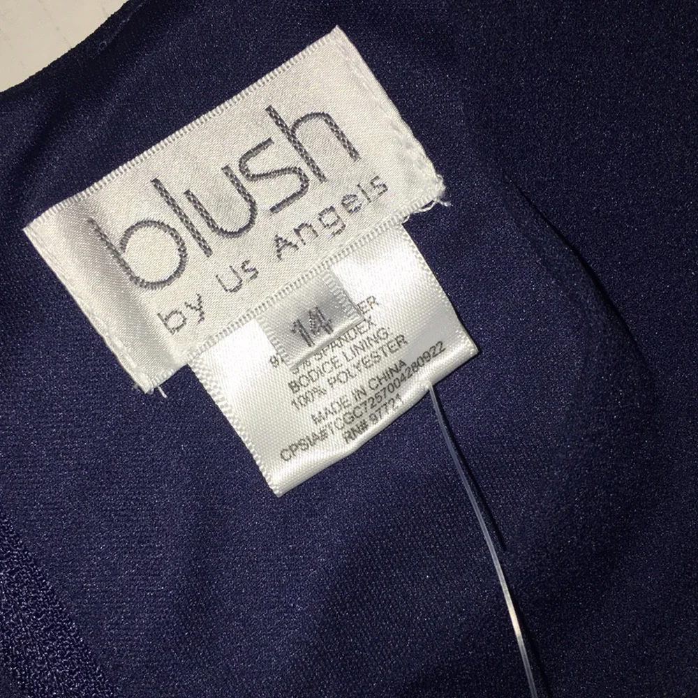 NWT Blush By Los Angeles Flutter Sleeve Navy A-Line Dress | girl size 14